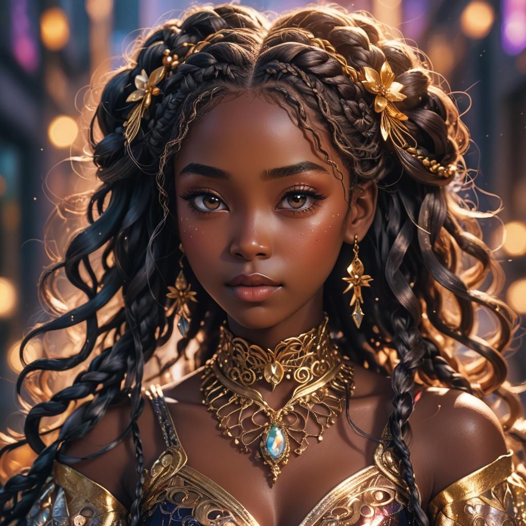 Anime Key Visual Portrait of a Dark-Skinned Woman
