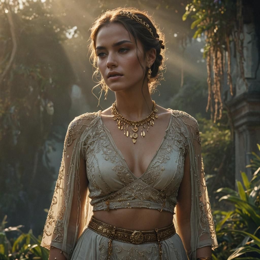 Serene Woman in Golden Hour Light