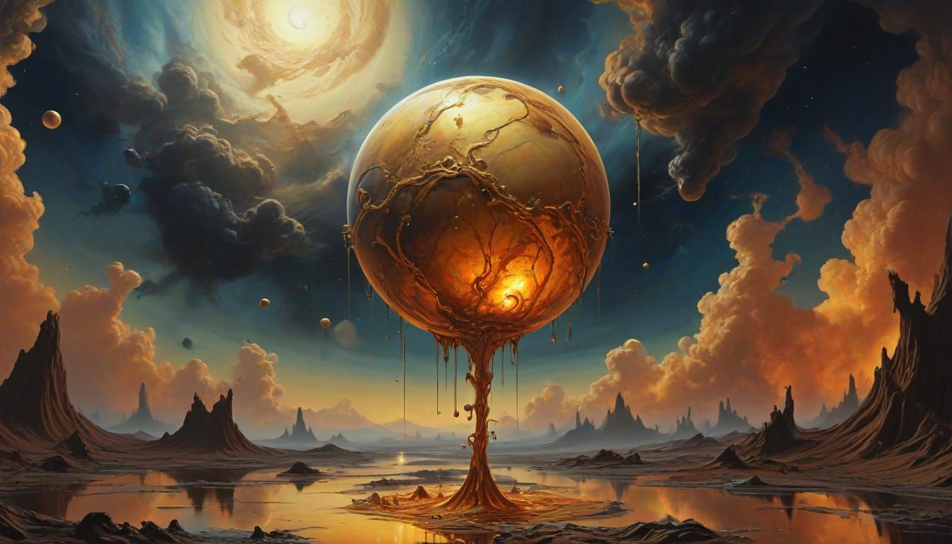 Surreal Venus Oil Painting With Molten Gold