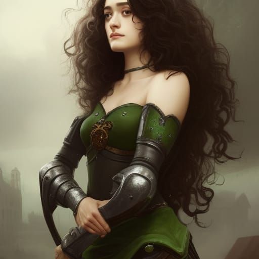 Medieval Portrait with Green Armor, Digital Art