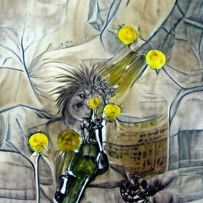 Dandelion Wine and Aconite Bouquet in Art Deco Style