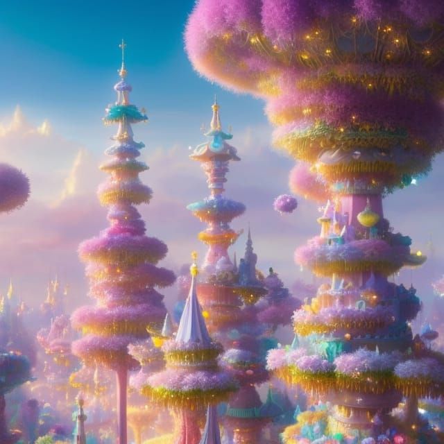 Candy Metropolis: A Dreamlike Pastel Fantasy City
