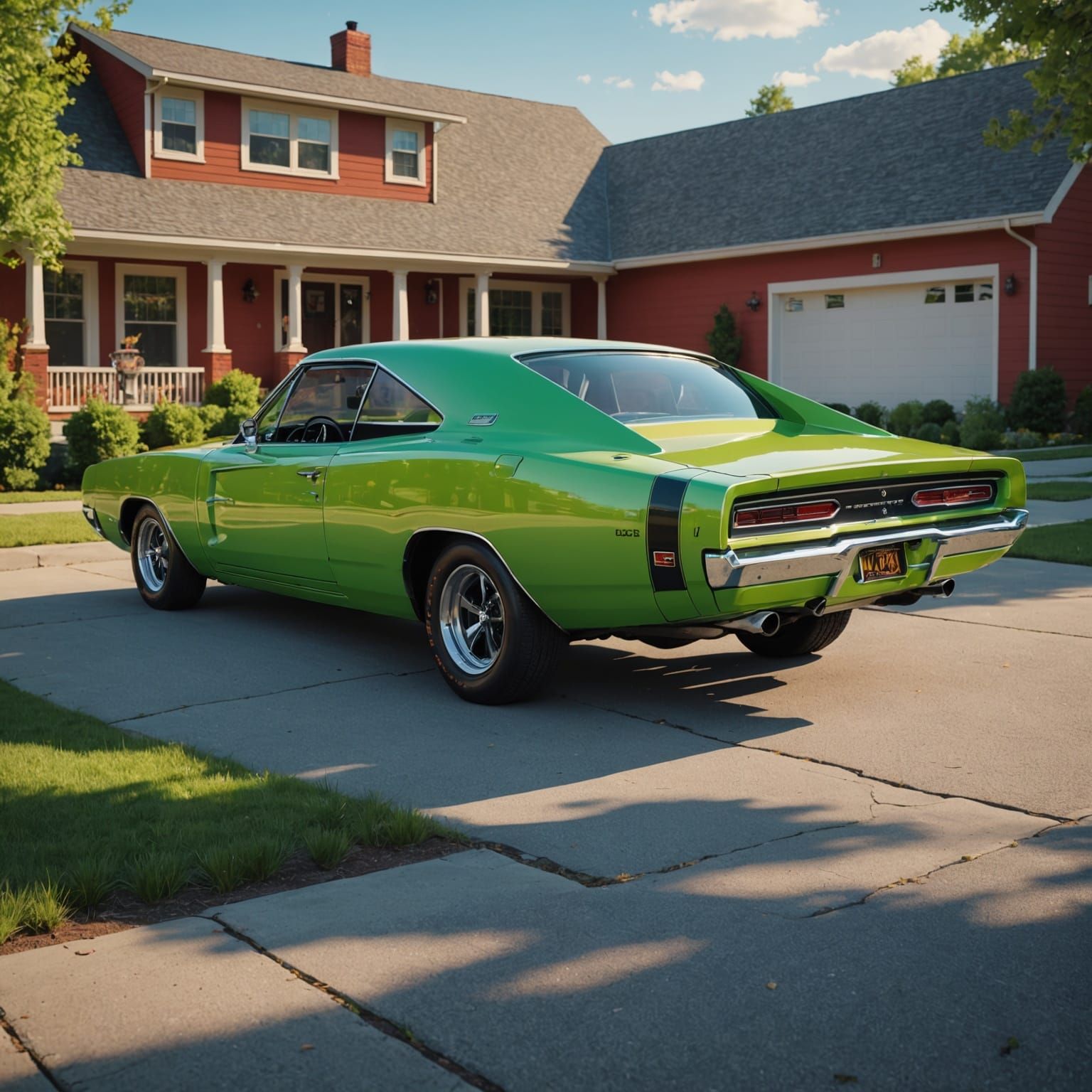 1968 Dodge Charger in Vibrant Lime Green, Custom Wheels, and...