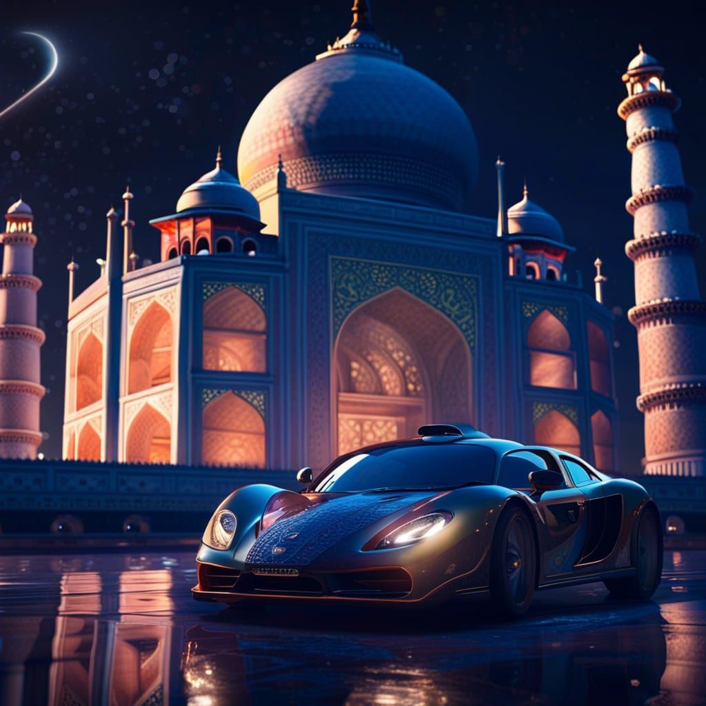 Taj Mahal at Night: Detailed Matte Painting