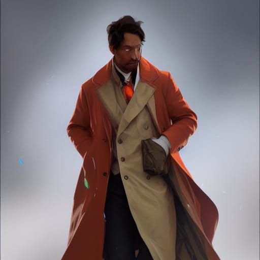 Man in Overcoat: Hyperdetailed Concept Art