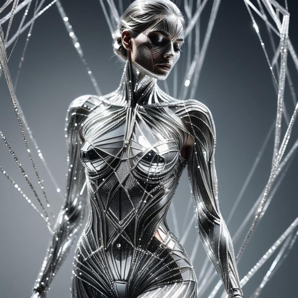 Silver Diamond Woman: A Vision in Metallic Threads