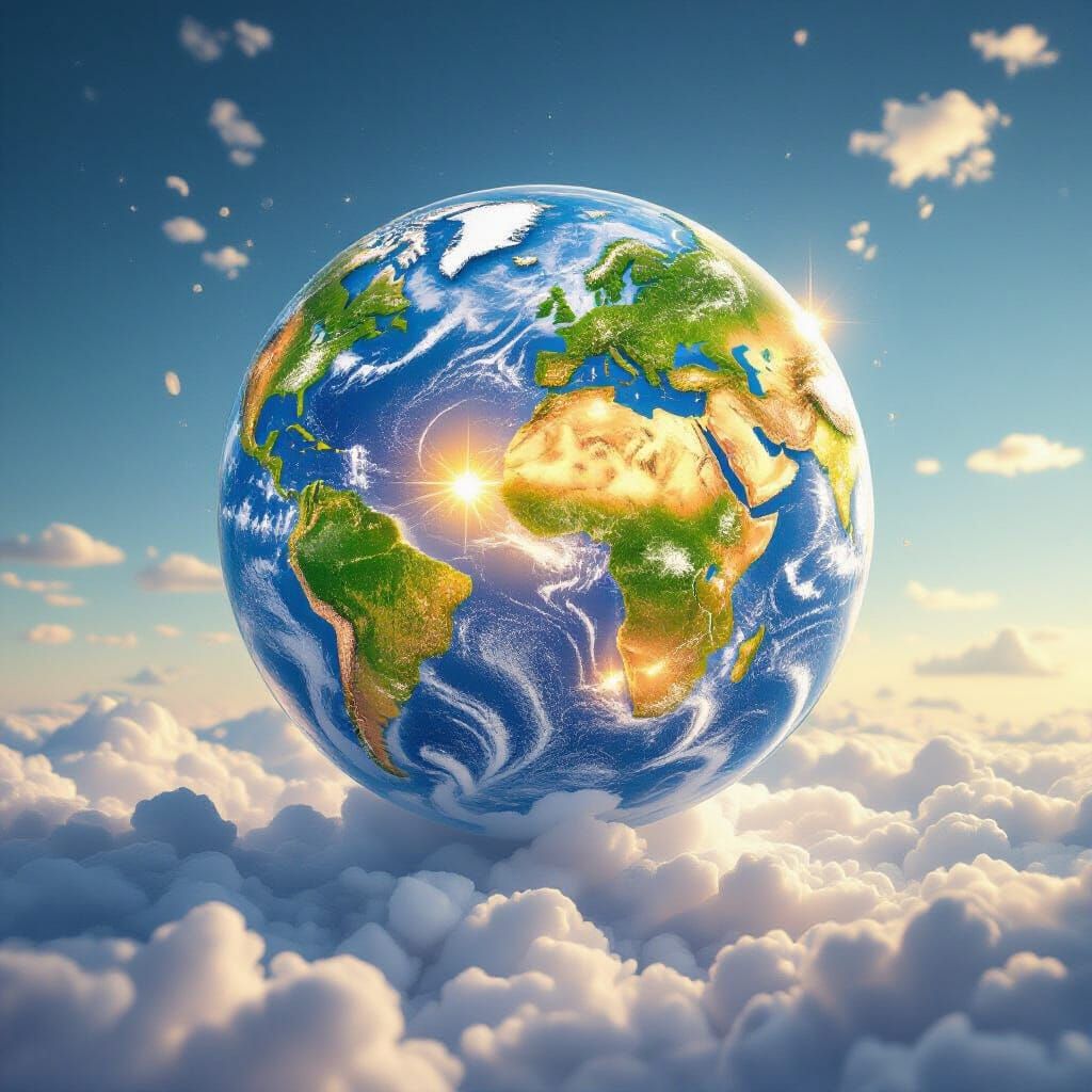 Earth Globe of Swirling Liquids and Molten Gold