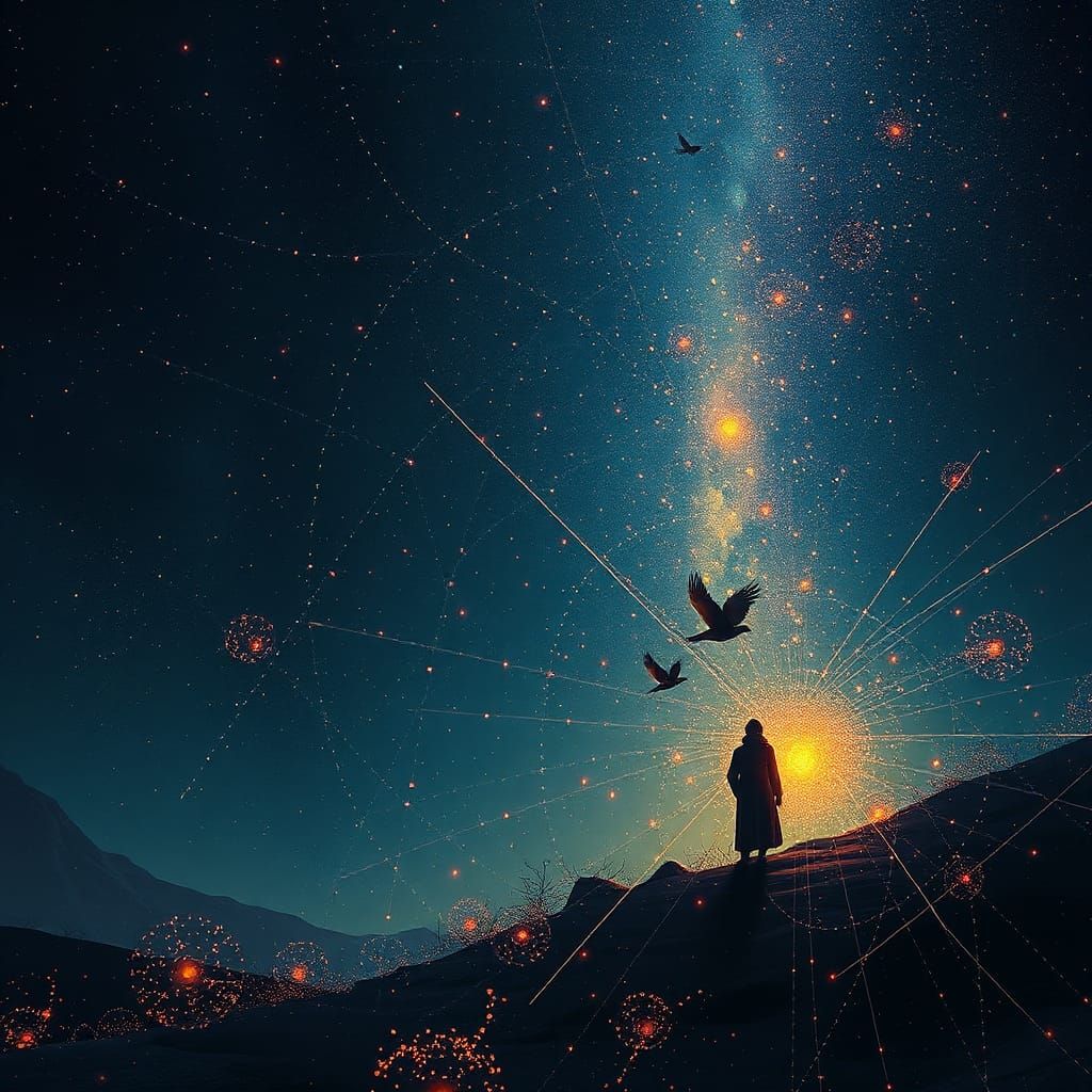 Traveler's Gratitude: Pointillist Concept Art Photography