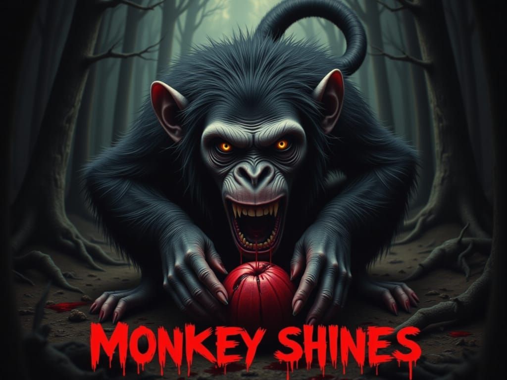 Sinister Monkey Playing with Symbols in Horrorcore Style