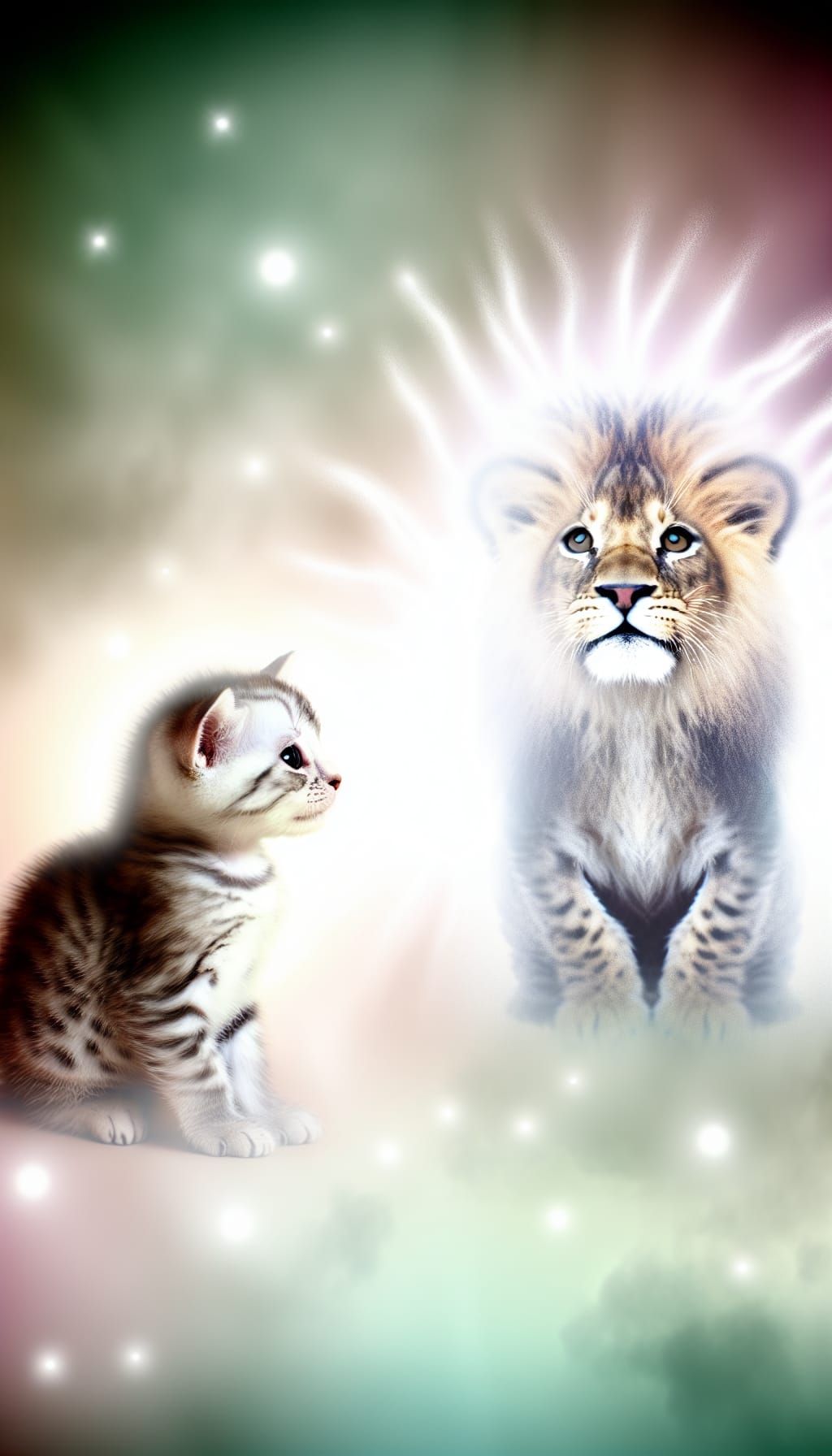 Kitten's Reflection: A Lion's Courage