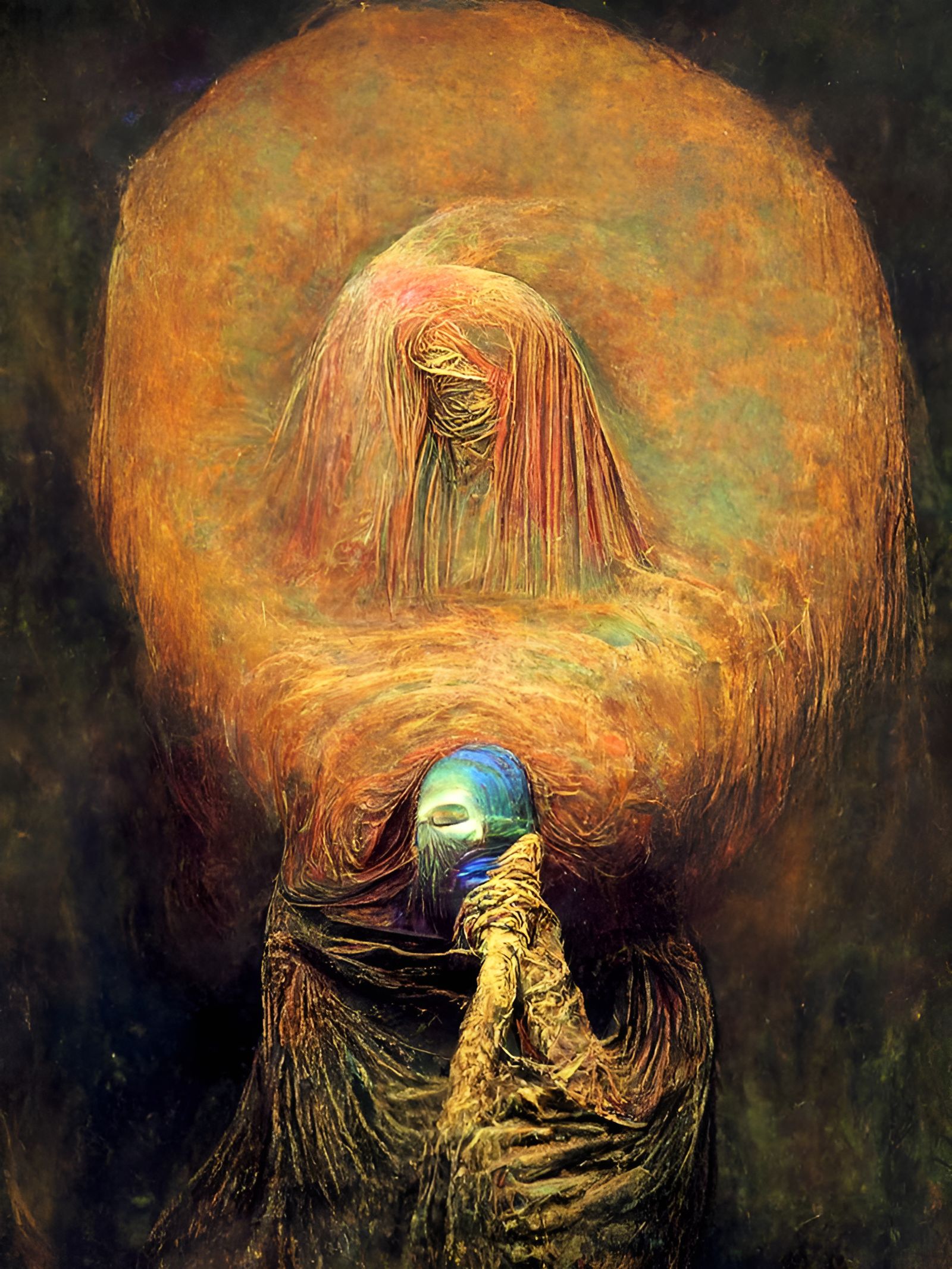 Mystical Woman in Pastel with Astral Light