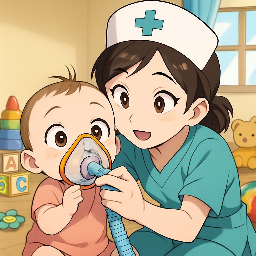 Surprised Anime Baby Meets Nurse With Mask