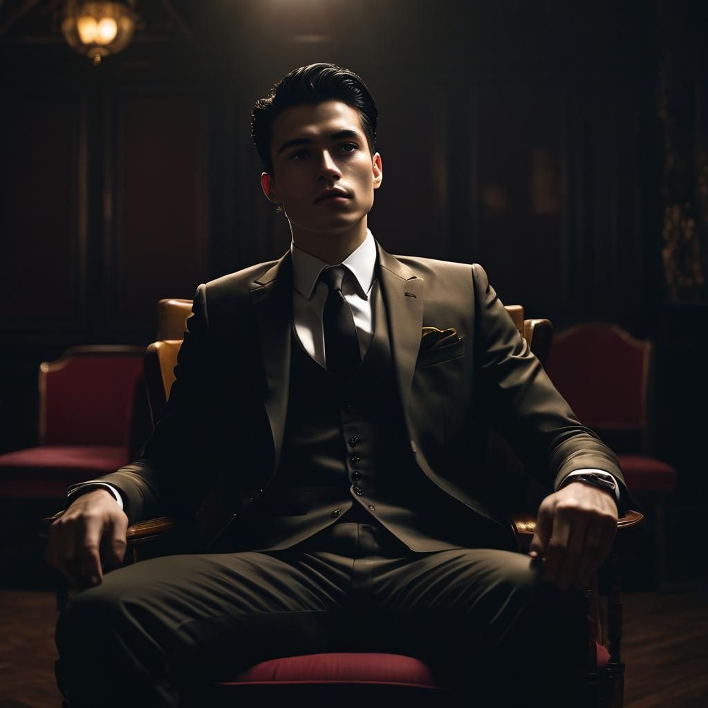Moody Film Noir Portrait in Luxury Setting