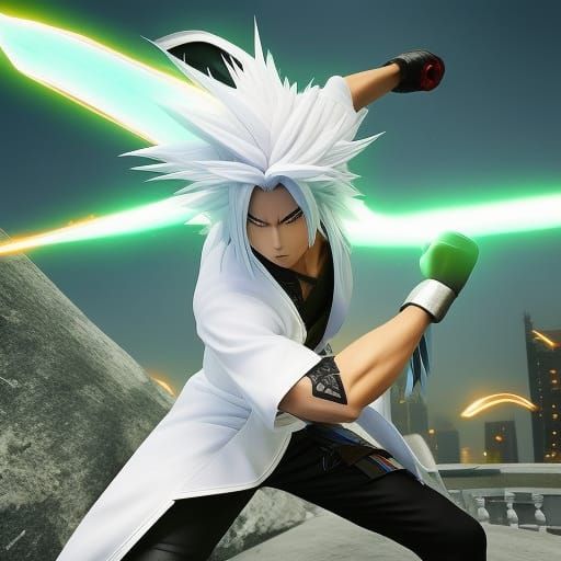Electric Anime Ninja in Epic Battle Pose