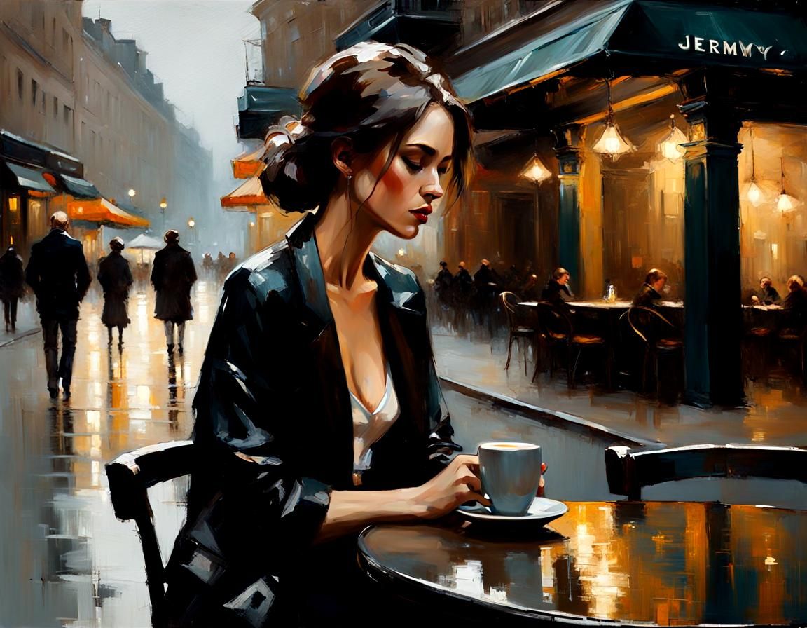 Brooding Cafe Portrait in Jeremy Mann Style