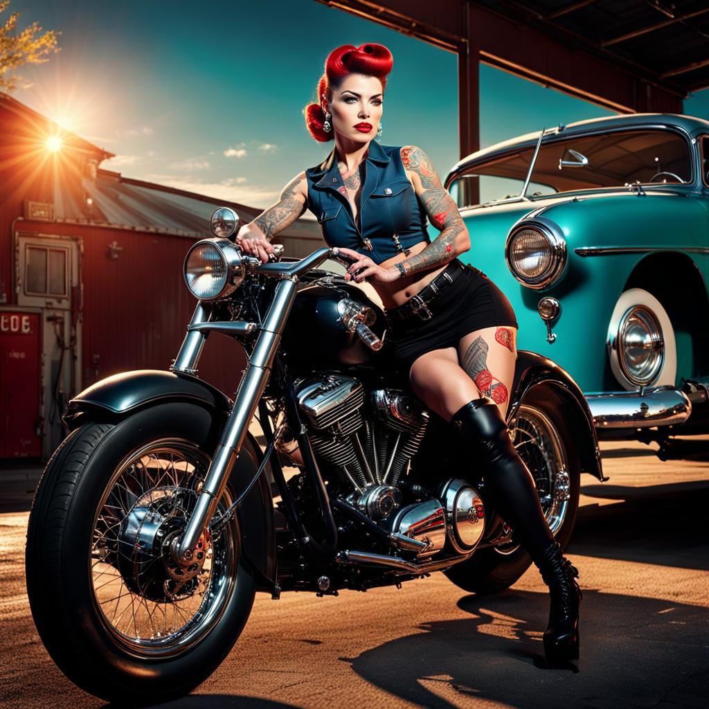 Rockabilly Pinup Girl With Tattoos