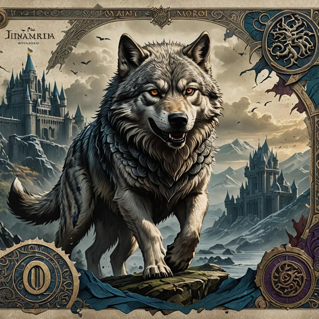 Nymeria Direwolf Game of Thrones Art Banknote