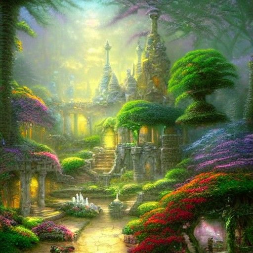 Ethereal Jungle Temple in Hyperdetailed Fantasy Style