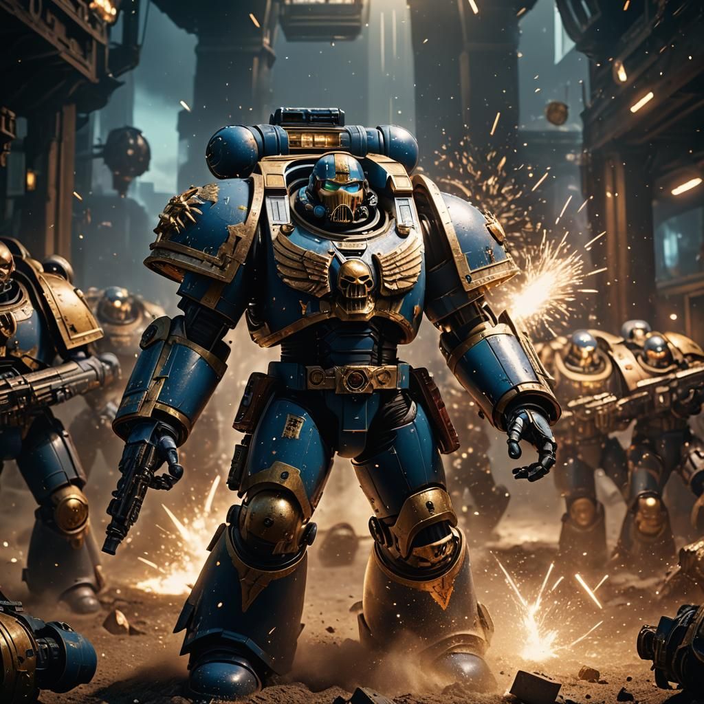 Warhammer 40K Space Marine with Glittering Details