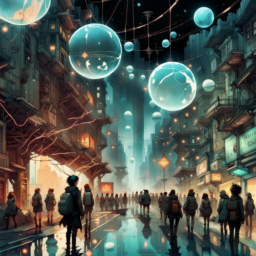Aetherpunk City of Constellations: Digital Art