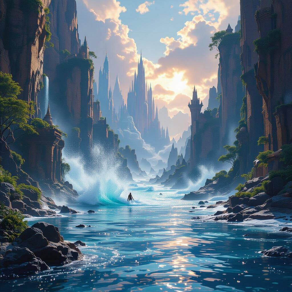 Fantastical World Splash Screen in Matte Painting Style