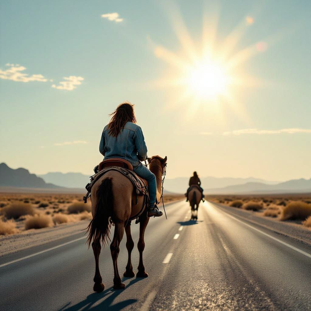 Trucker's Desert Vision in Cinematic Style