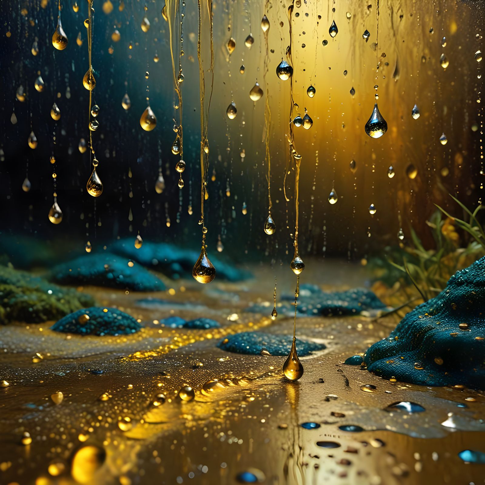 Wet Masterpiece in Splashing Raindrops