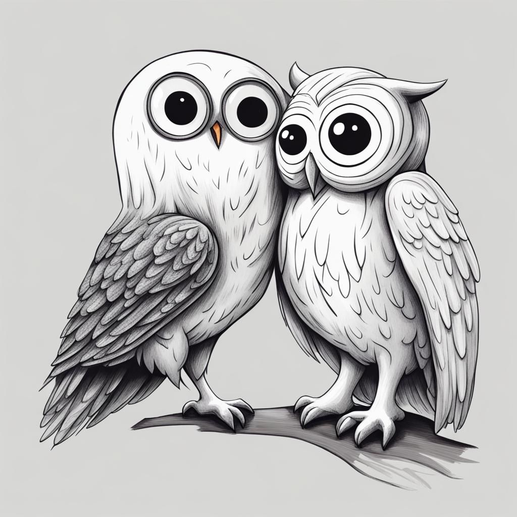 Owl Hugging a Ghostly Friend