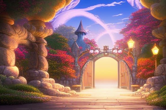 Magical Kingdom Welcome Gate, Detailed Digital Art