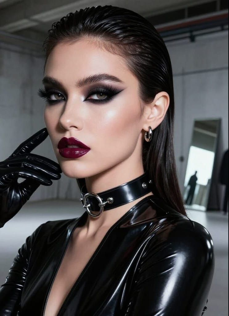 High-Fashion Model in Latex Editorial Portrait