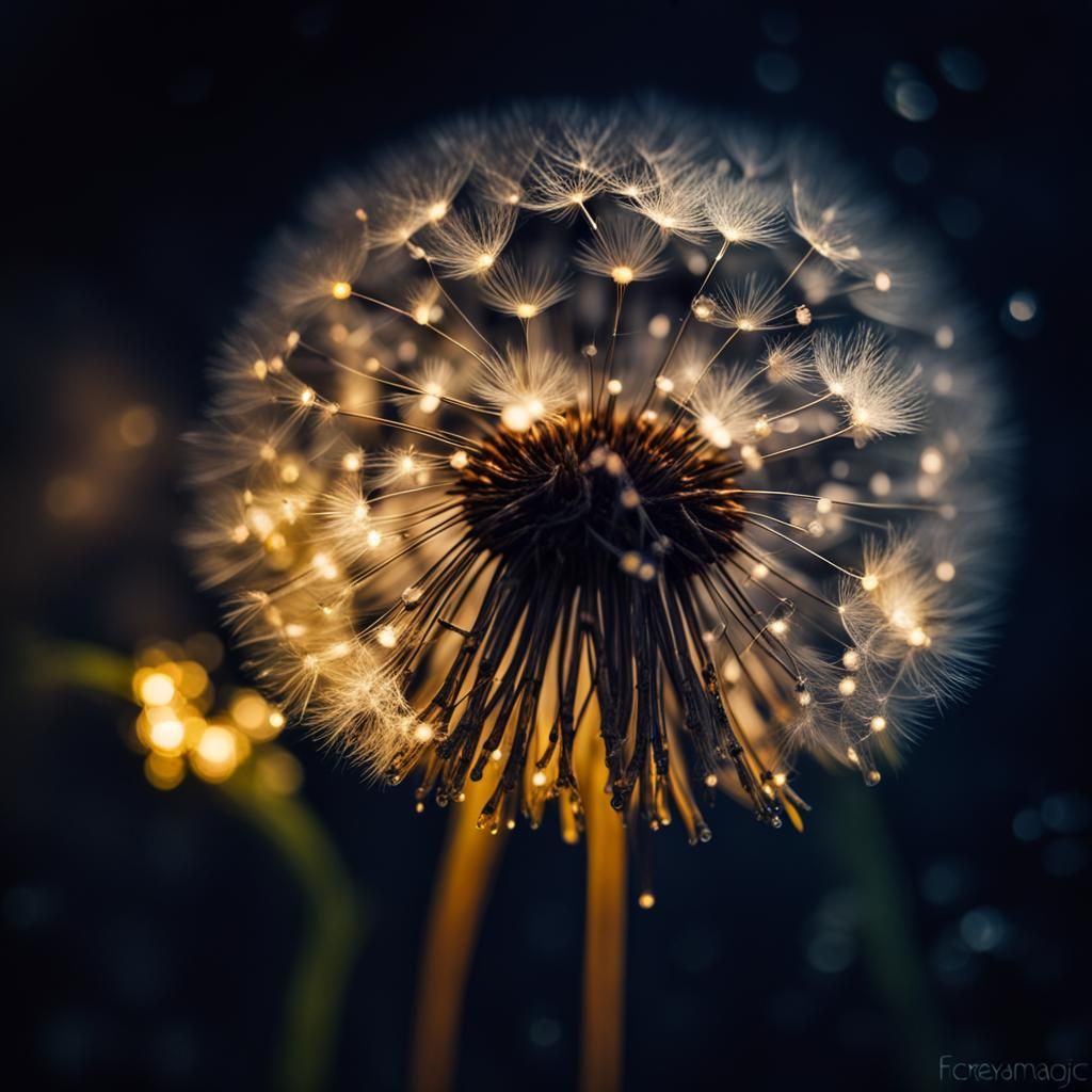 Macro Photograph of Mouse with Crystal Dandelion