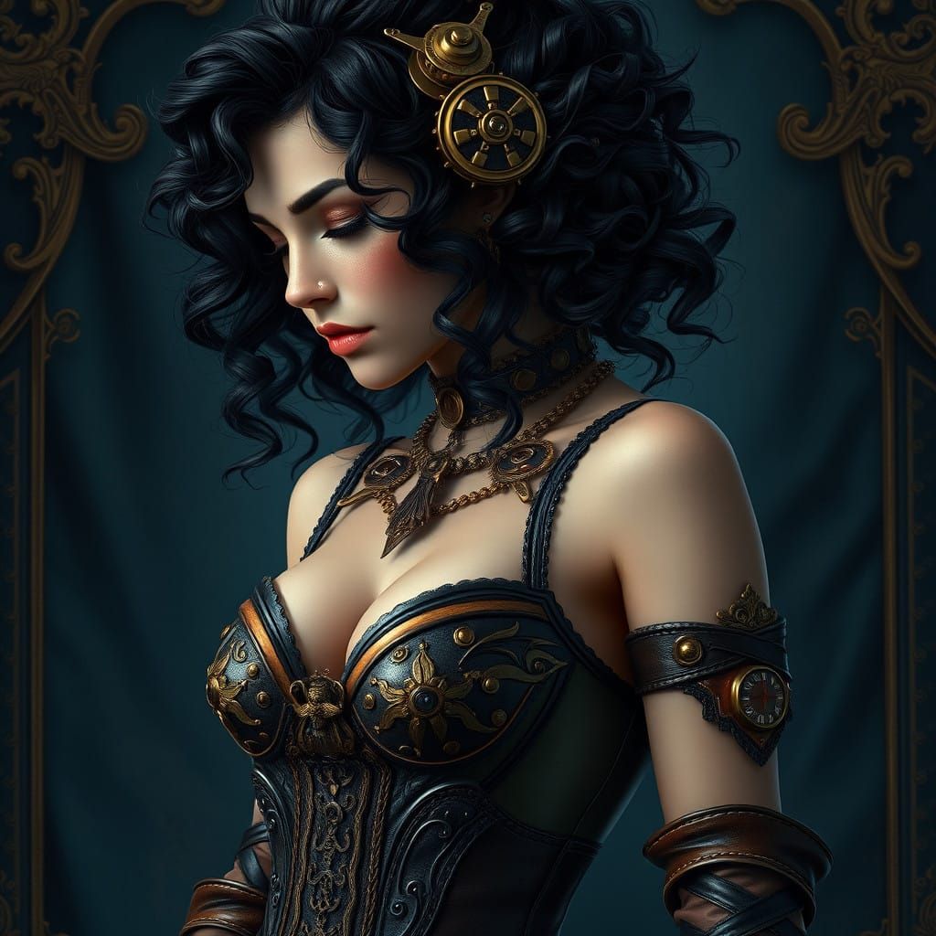 Luxurious Steampunk Siren in Victorian Era Aesthetic