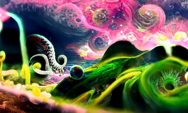 Psychedelic Sci-Fi Octopus in Outer Space