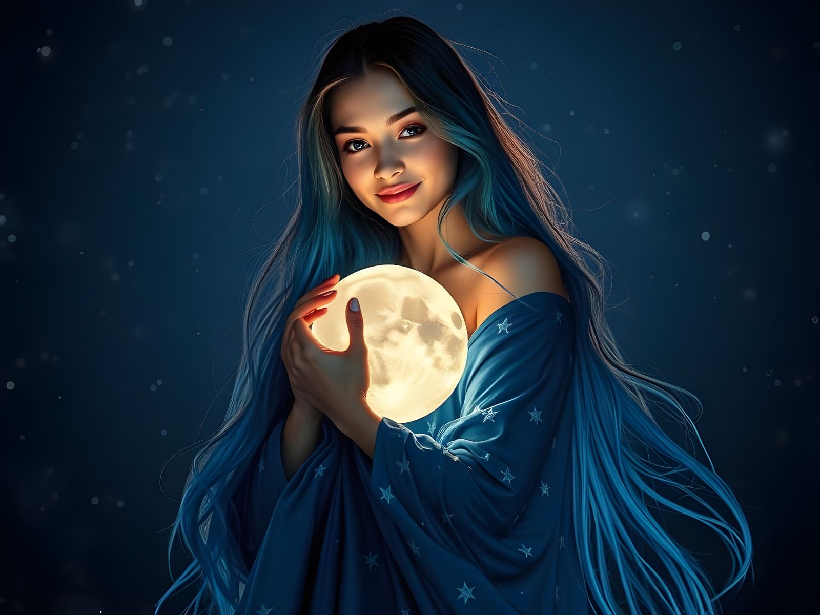 Celestial Beauty Embracing the Full Moon