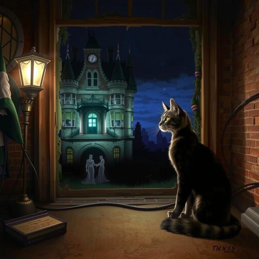 Fearless Feline Protector of Haunted Mansion