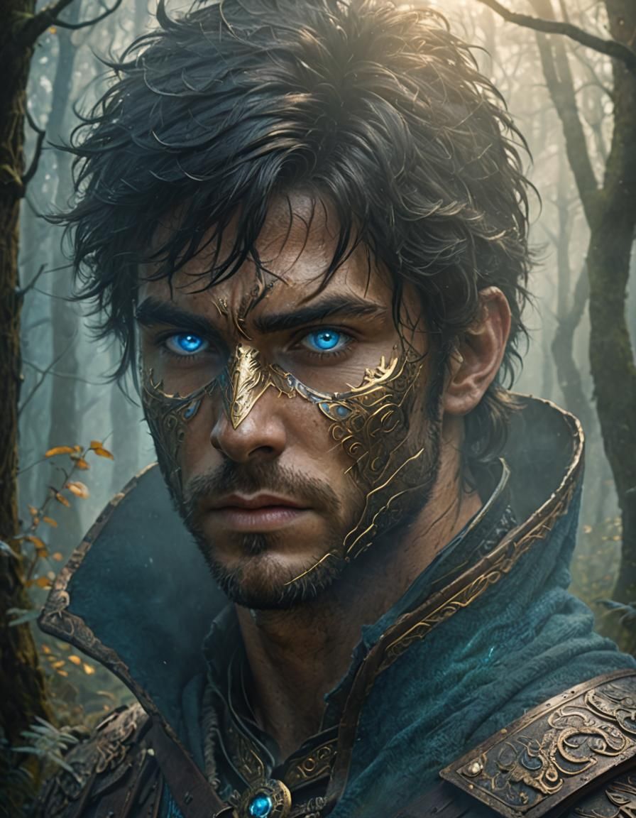 Heroic Fantasy Man in Misty Forest Concept Art