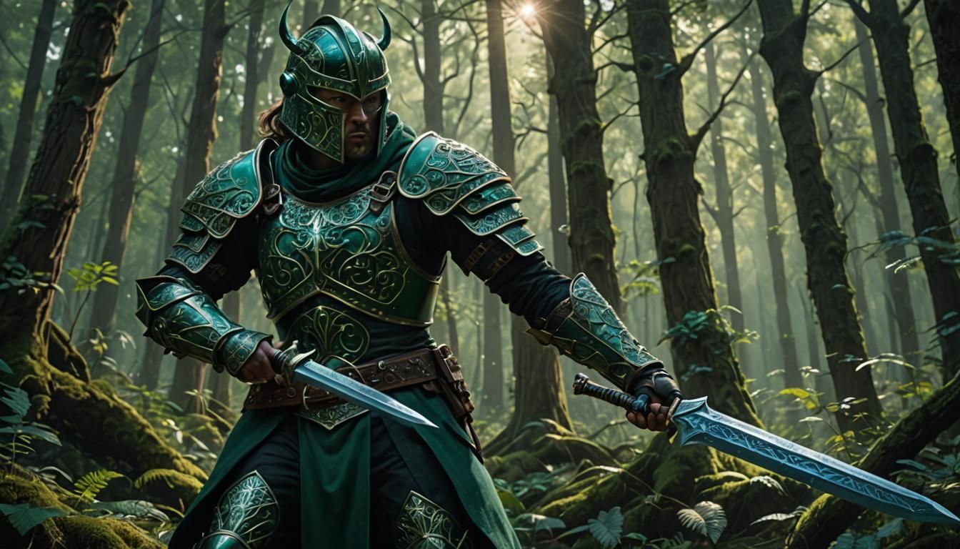 Vixen Warrior Battles Dark Entity in Mystic Forest