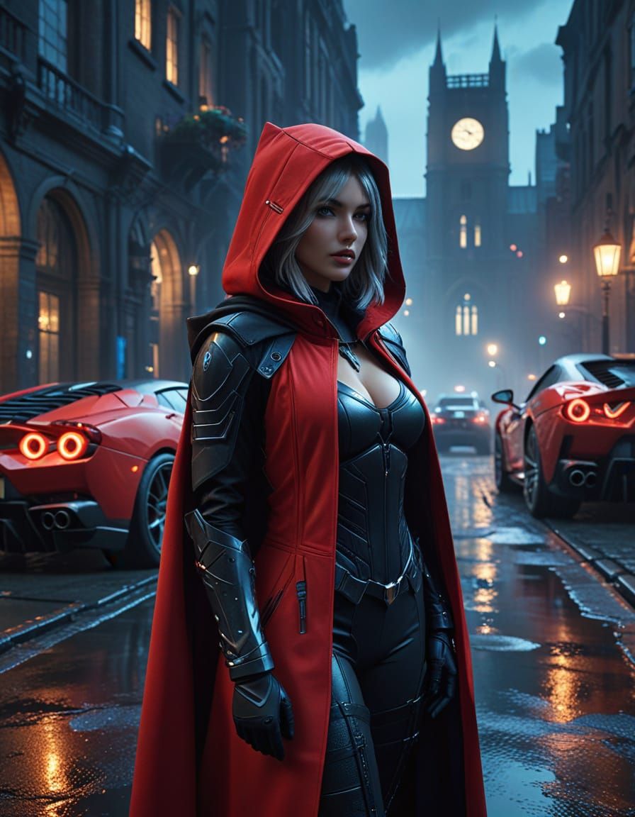 Gotham City Femme Fatale in Cyberpunk Style