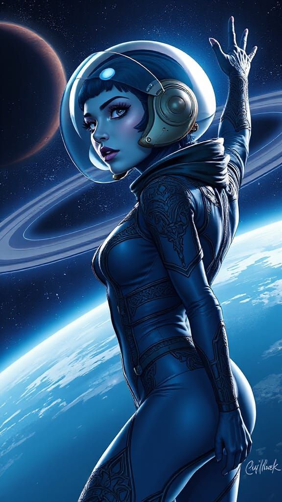 Marvel Comic Twilek Girl Drifting in Space
