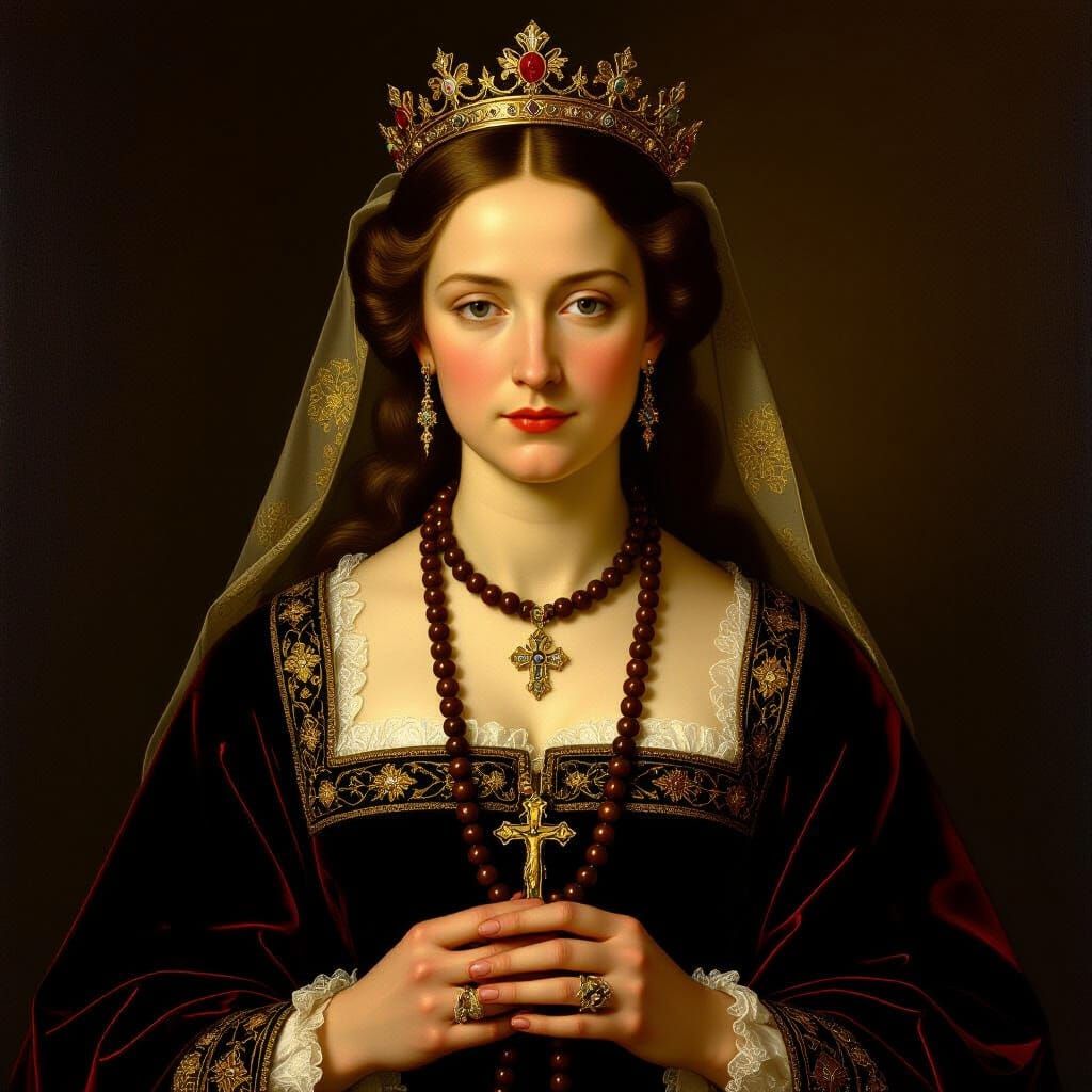 Renaissance Portrait of Queen Isabella with Rosary