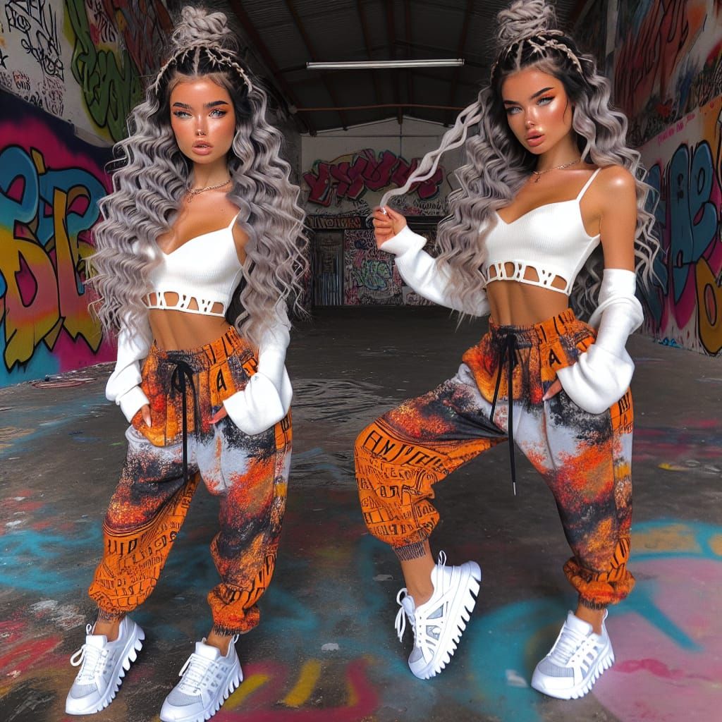 Woman with Kinky Curls in Harajuku Style