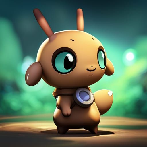 Adorable Chibi Sentret Pokemon in 3D Digital Art