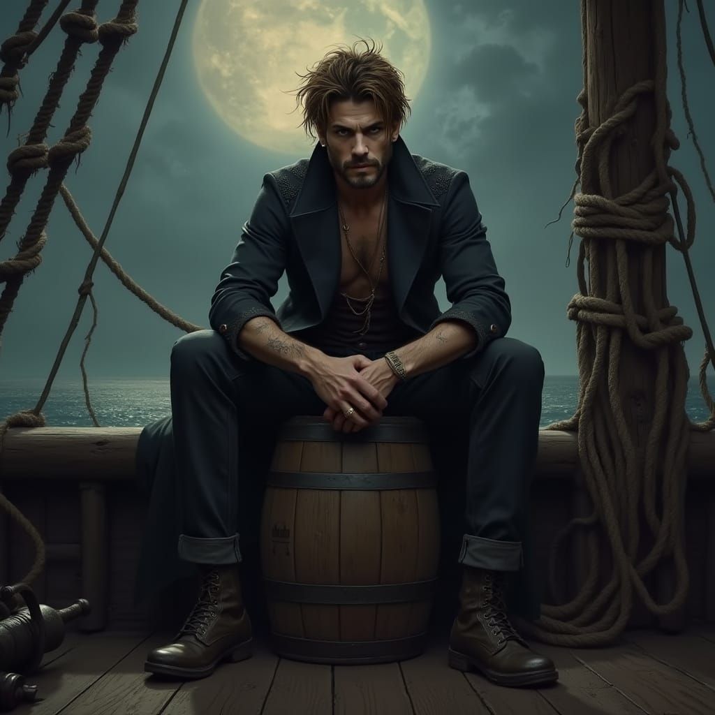 Dark Vampire Prince Amidst Pirate Ship Ruins