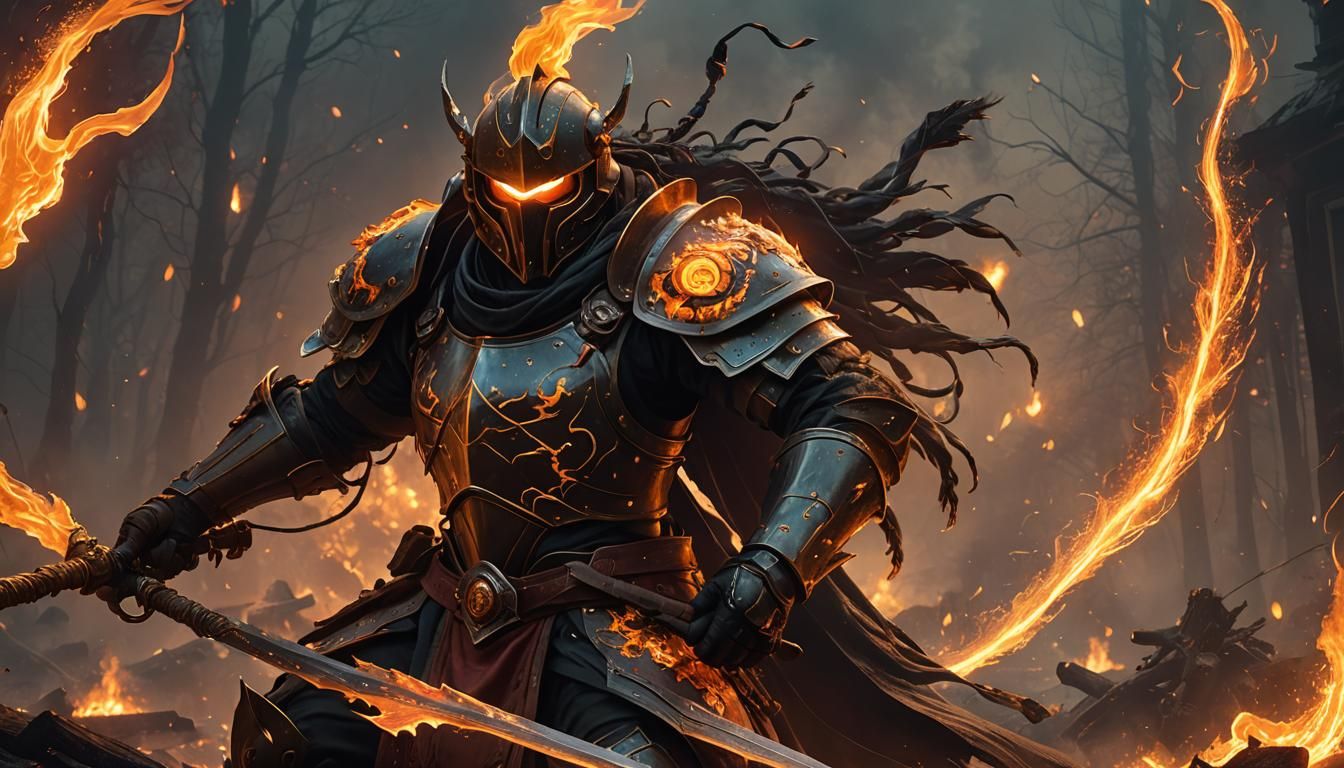 Mythical Fire Warrior with Molten Sword