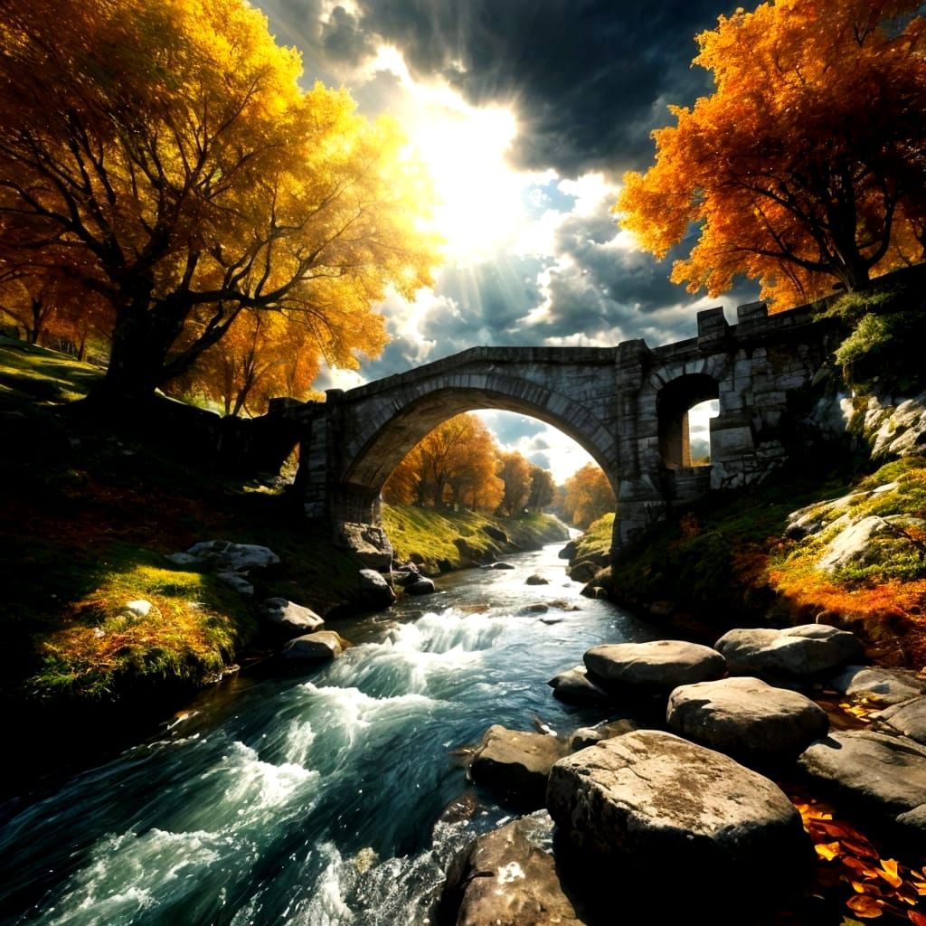 Ancient Stone Bridge Over Deep Creek