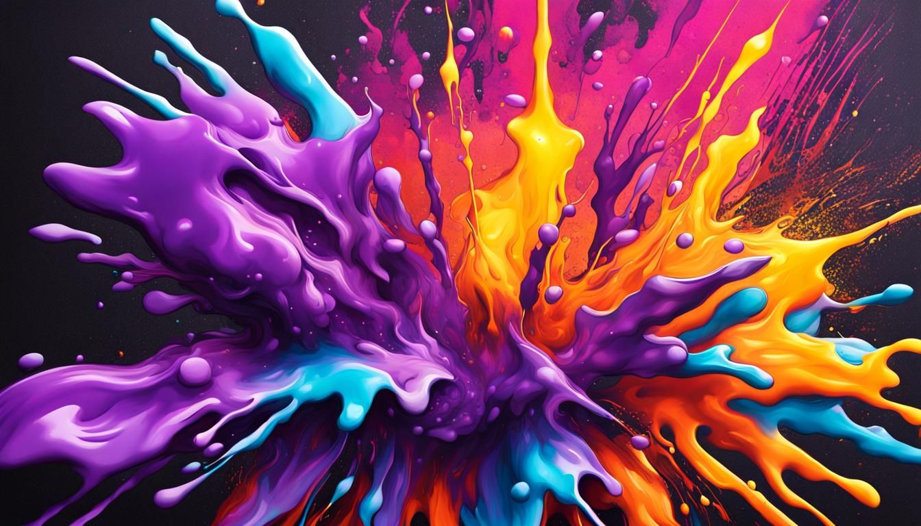 Explosive Violet Fire in Graffiti Art Style