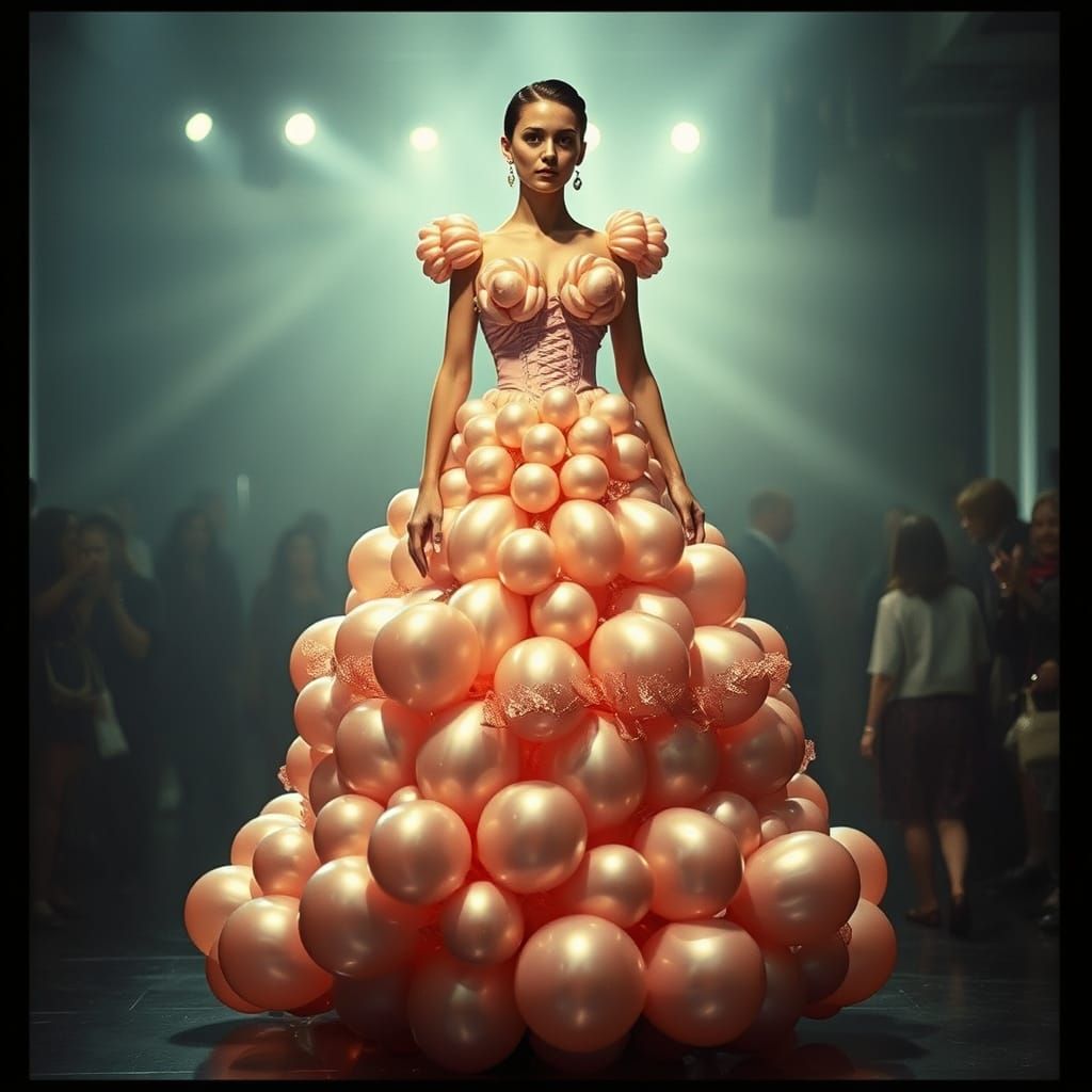 Metallic Balloon Ball Gown: High Fashion Design