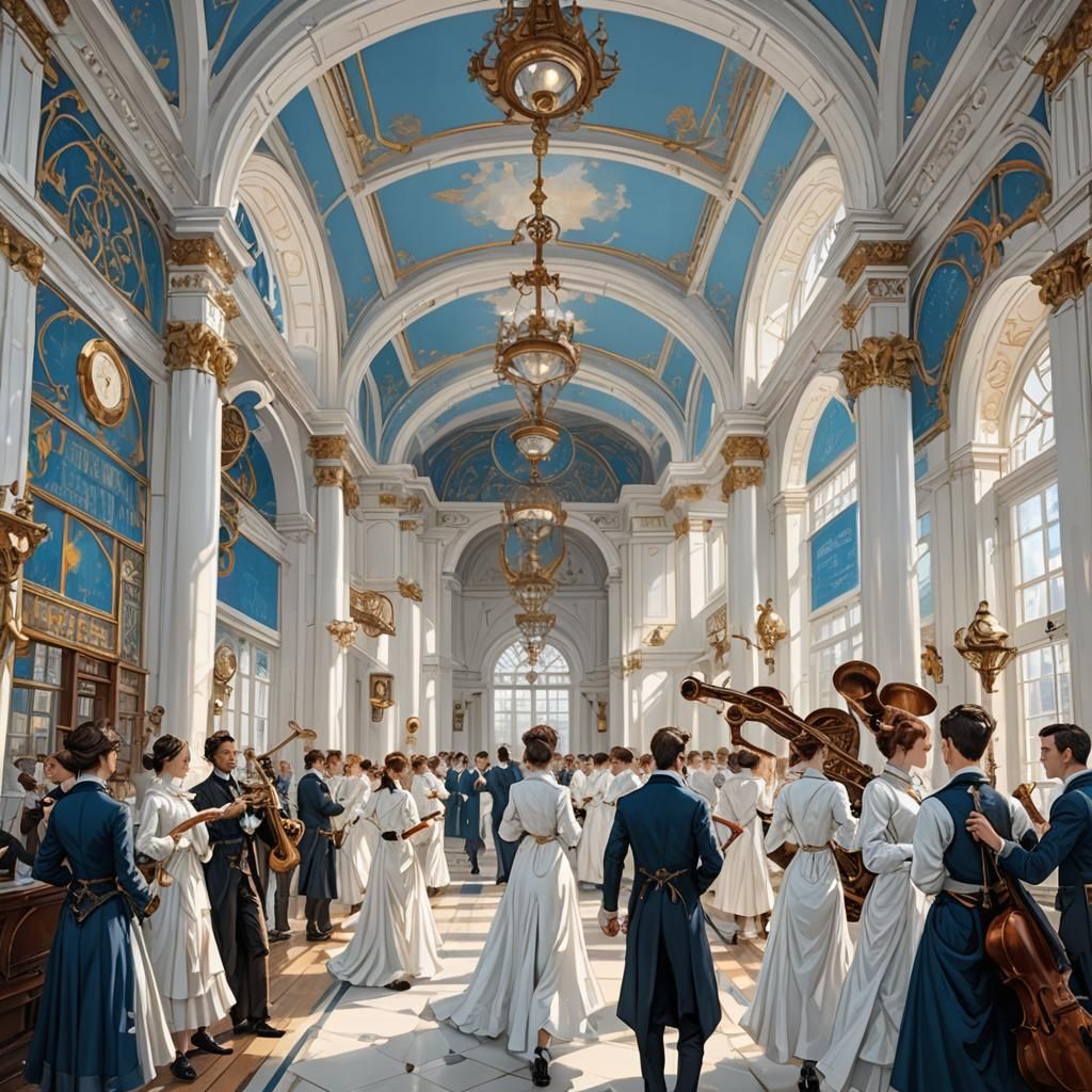 Steampunk Gothic Game Card with Nobles in Ballroom