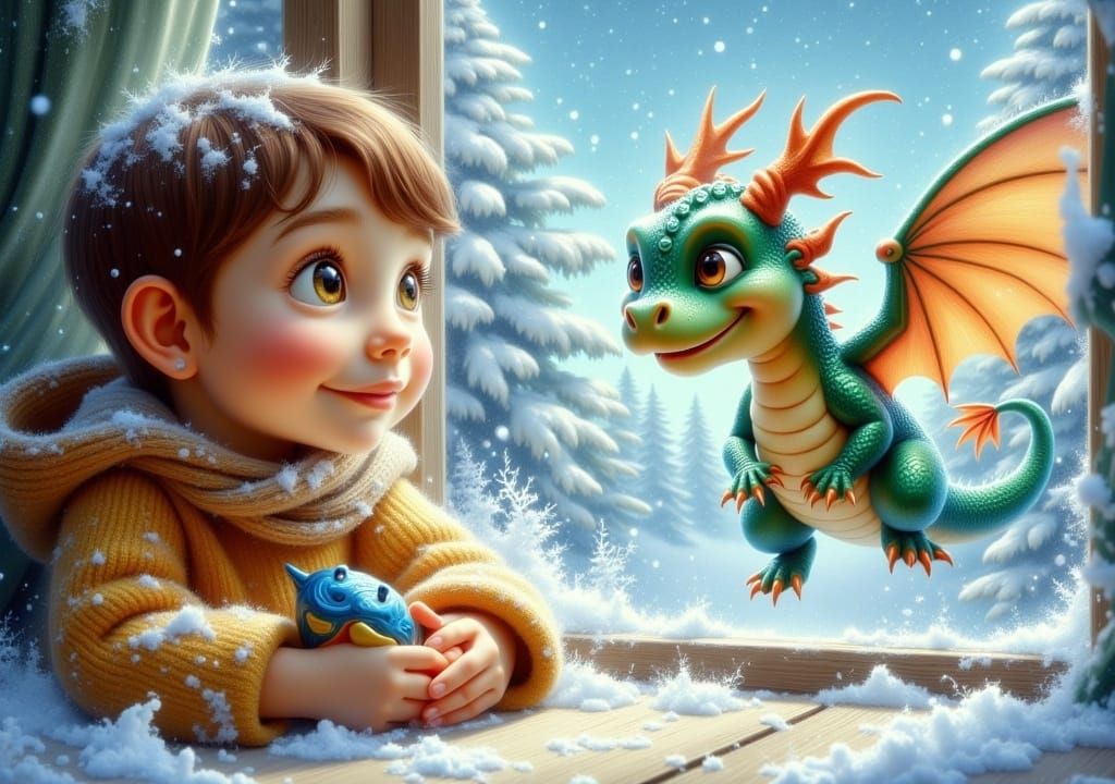 Boy and Dragon: Whimsical Children's Illustration