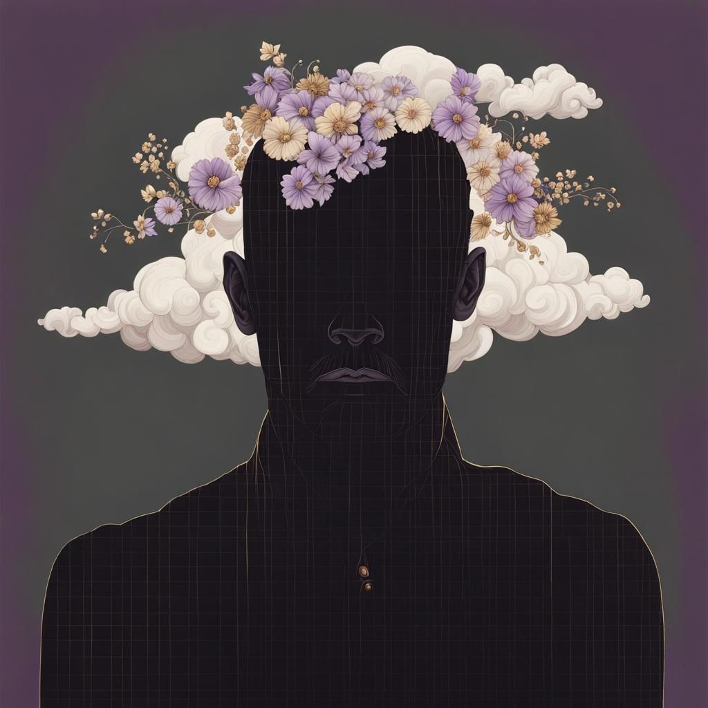 Floral Silhouette: A Detailed Sketch in Moody Lighting